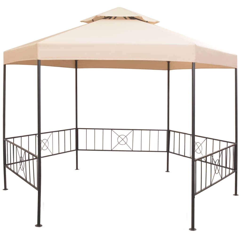 Hagepaviljong lysthus heksagonal beige 323x265 cm