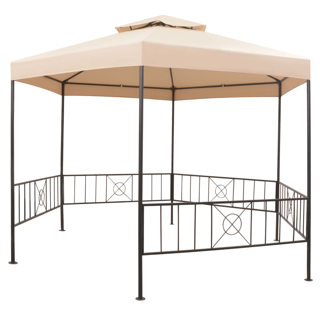 Hagepaviljong lysthus heksagonal beige 323x265 cm