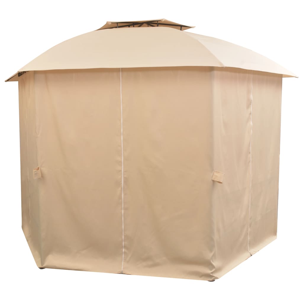 Hagepaviljong med gardiner heksagonal 360x265 cm