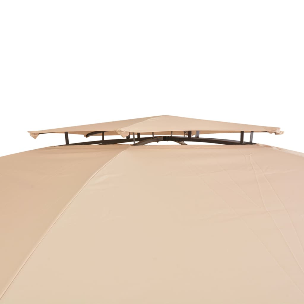 Hagepaviljong med gardiner heksagonal 360x265 cm