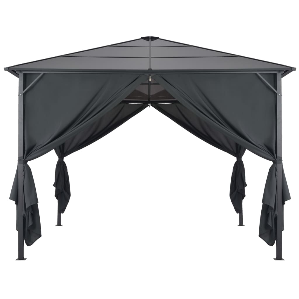Paviljong med gardin aluminium 3x3 m svart