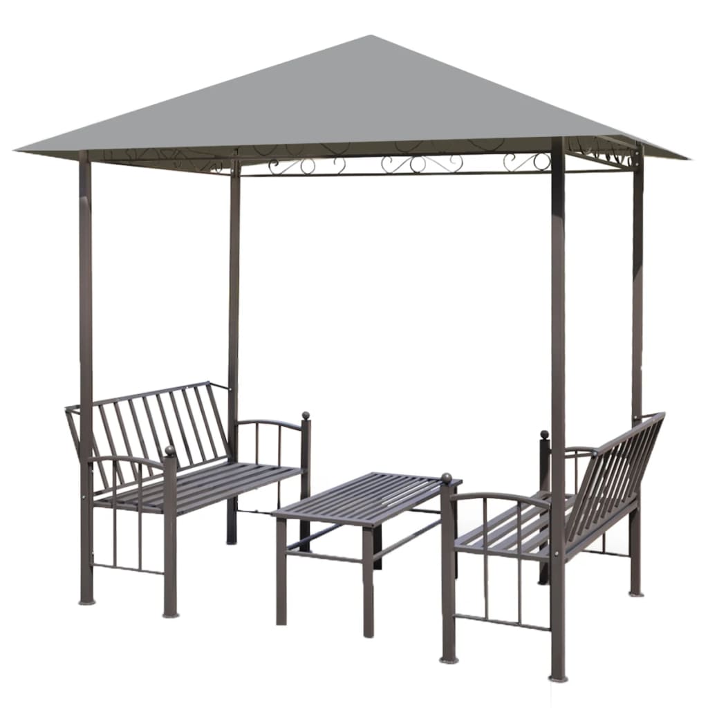 Hagepaviljong med bord og benker 2,5x1,5x2,4 m antrasitt