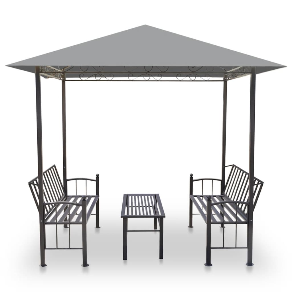 Hagepaviljong med bord og benker 2,5x1,5x2,4 m antrasitt