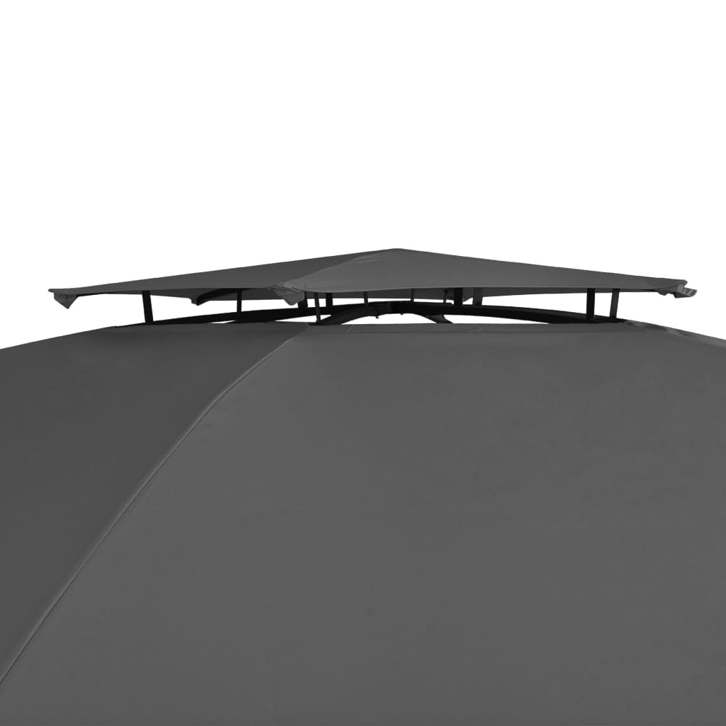 Hagepaviljong med gardiner heksagonal 360x265 cm