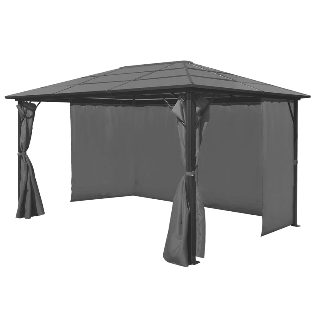 Paviljong med gardin antrasitt aluminium 400x300 cm