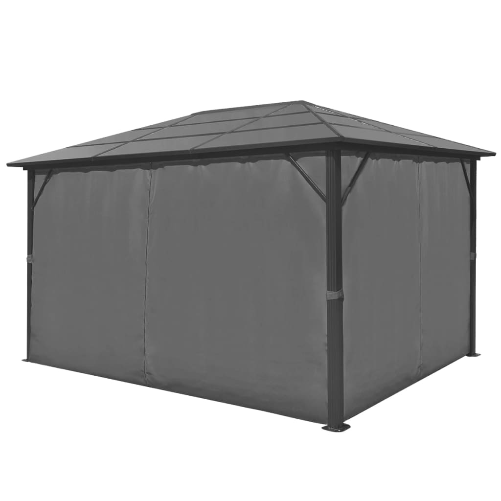 Paviljong med gardin antrasitt aluminium 400x300 cm
