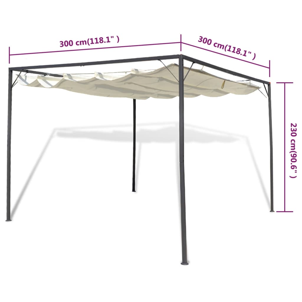 Paviljong med uttrekkbar solskjerm