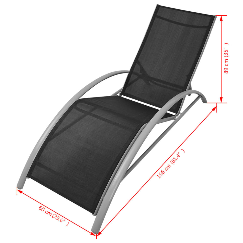 Solsenger med bord aluminium svart