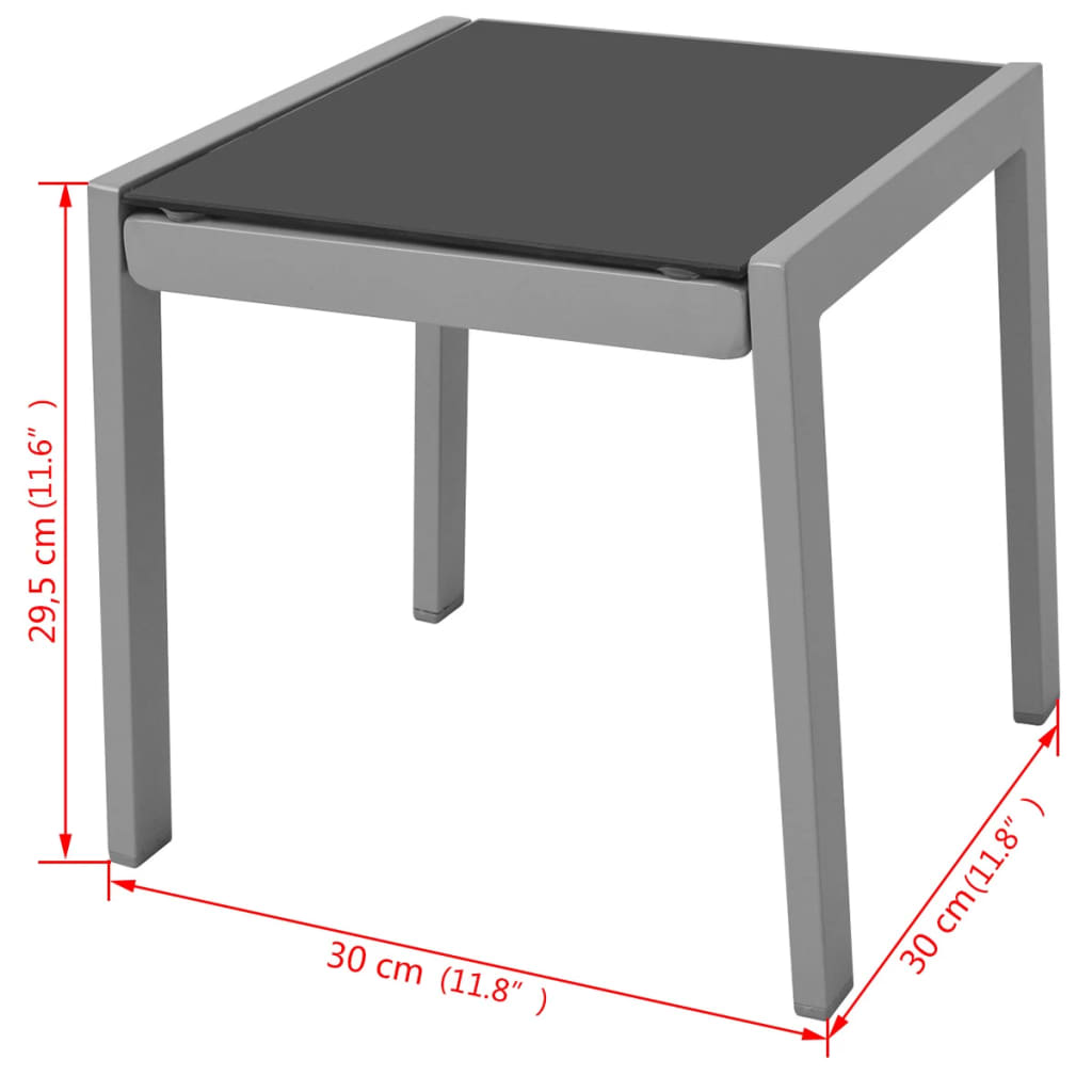 Solsenger med bord aluminium svart