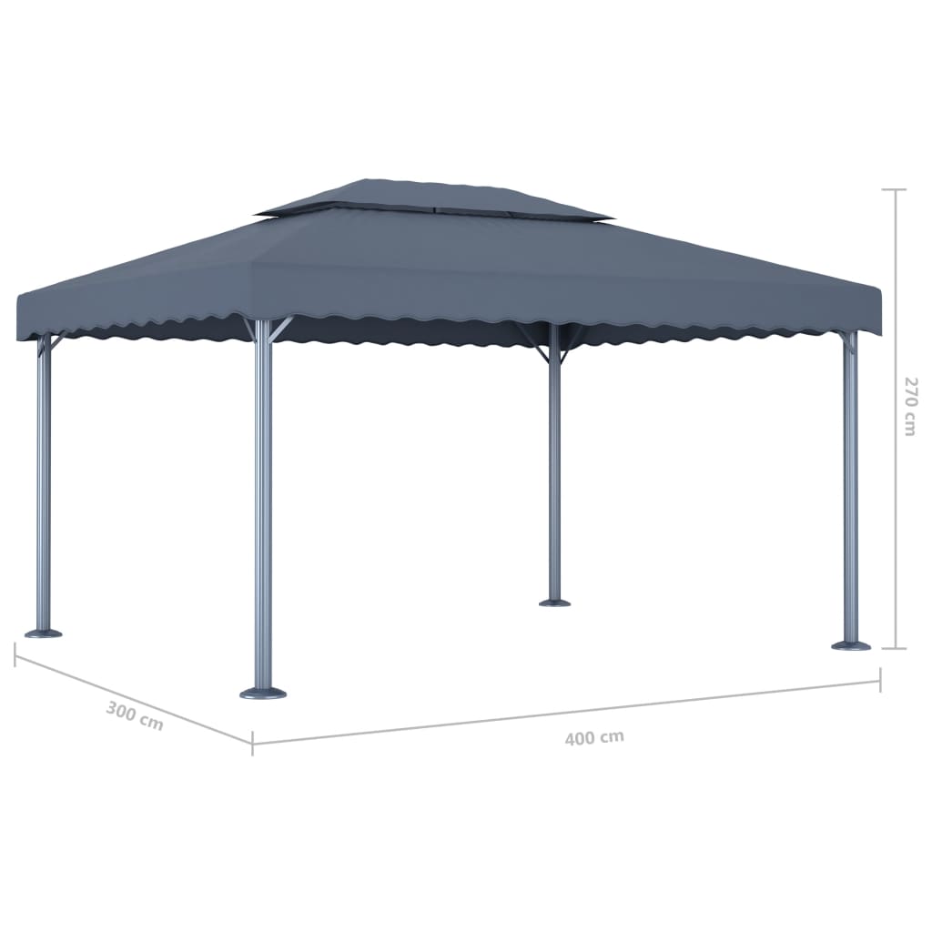 Paviljong 400x300 cm antrasitt aluminium