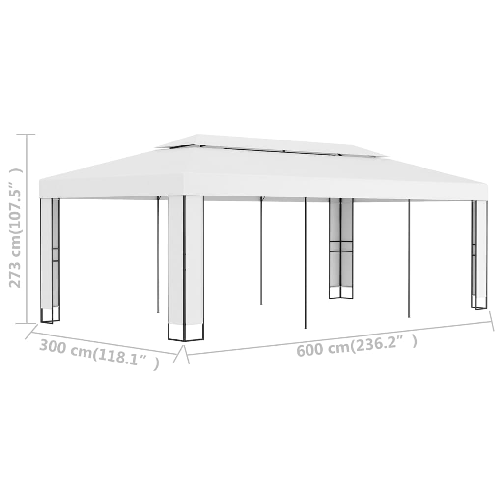 Paviljong med dobbelt tak 3x6 m hvit