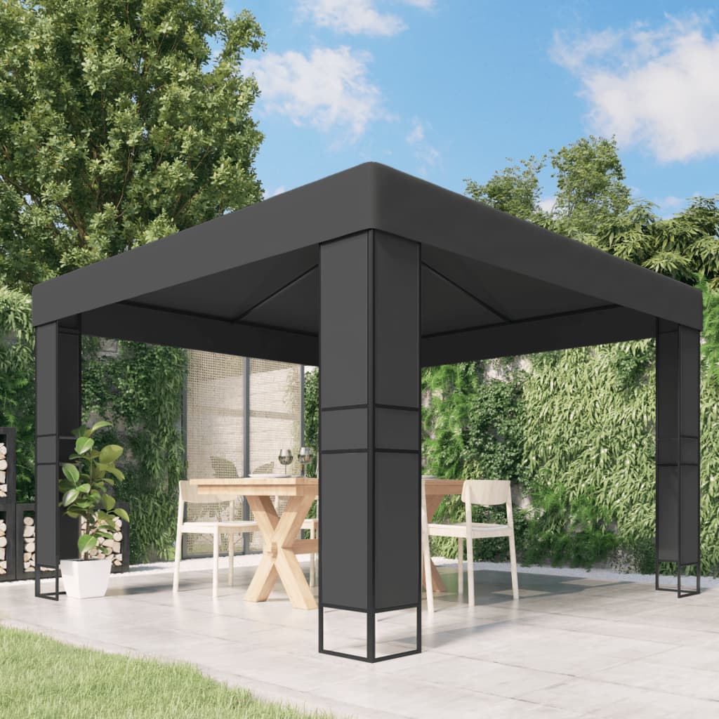 Paviljong med dobbelt tak 3x3 m antrasitt