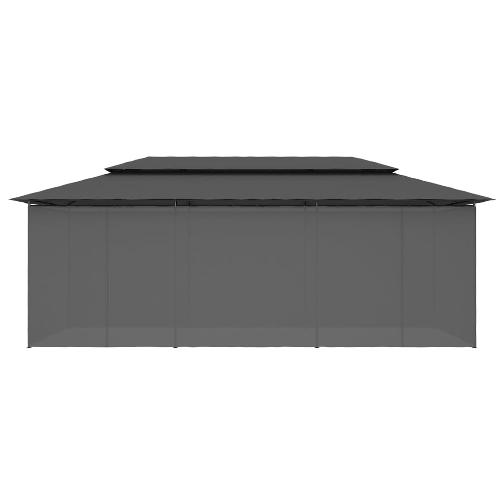 Paviljong med gardiner 600x298x270 cm antrasitt
