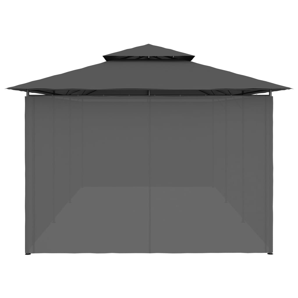 Paviljong med gardiner 600x298x270 cm antrasitt