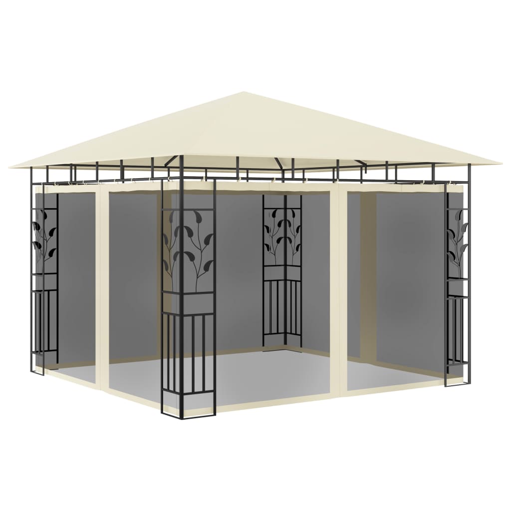 Paviljong med myggnett 3x3x2,73 m kremhvit 180 g/m²