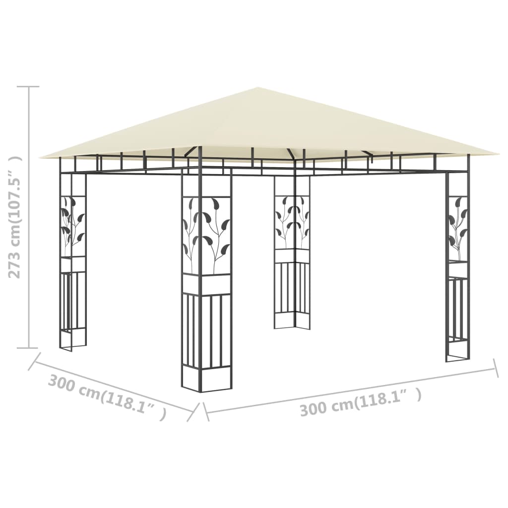 Paviljong med myggnett 3x3x2,73 m kremhvit 180 g/m²