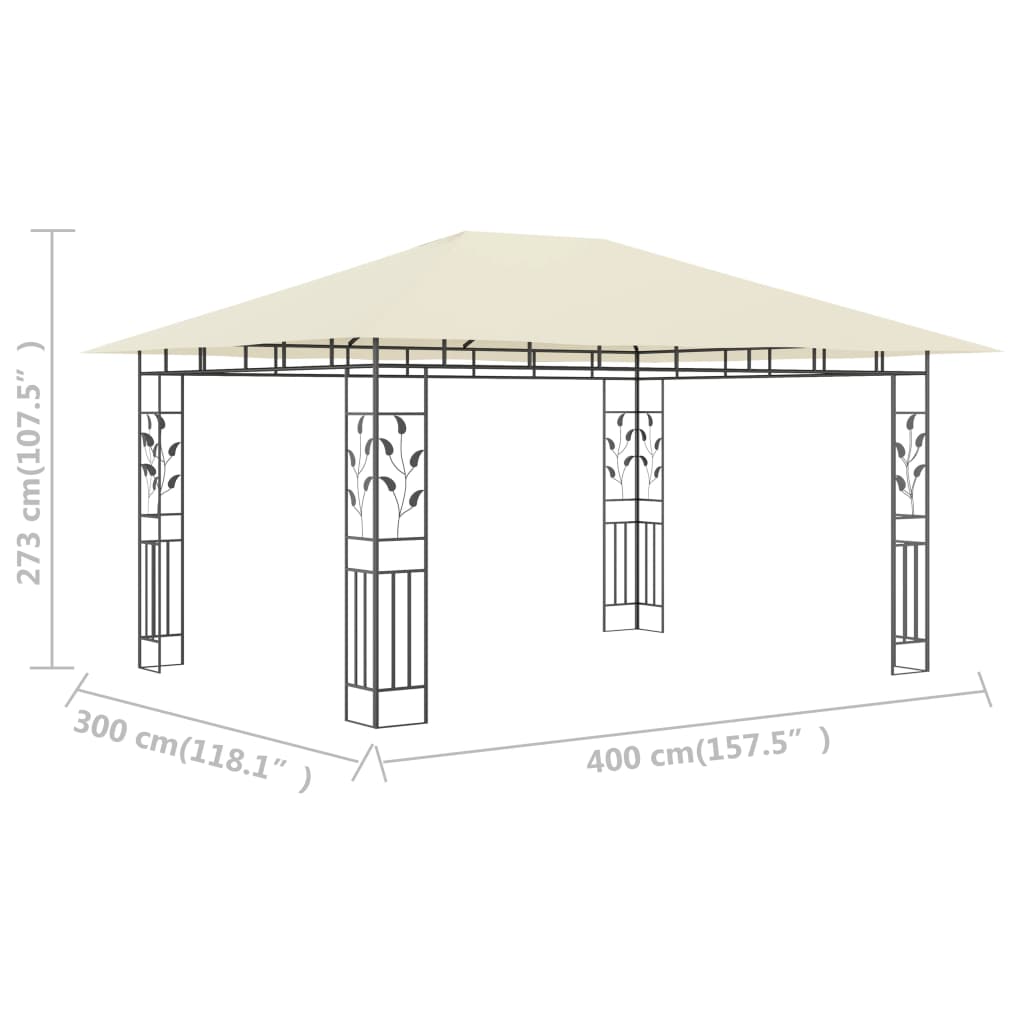 Paviljong med myggnett 4x3x2,73 m kremhvit 180 g/m²