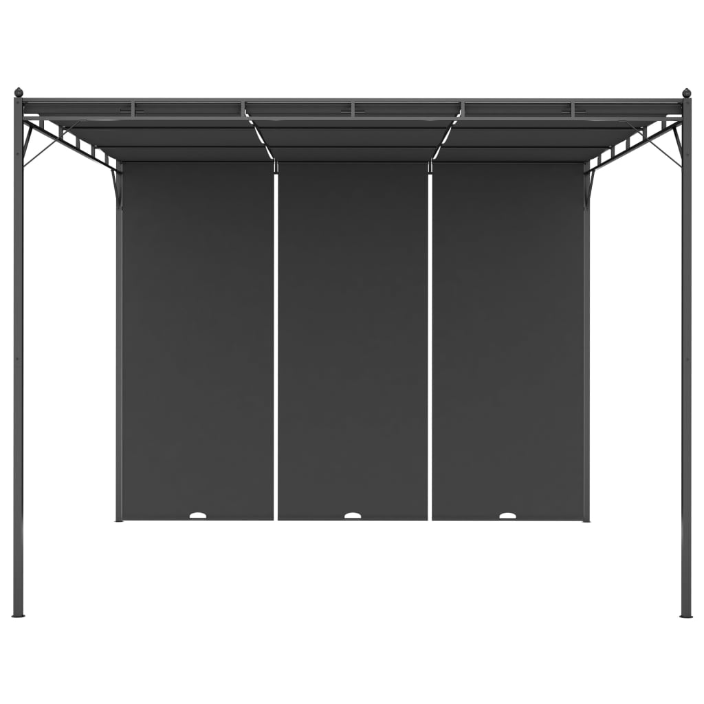 Hagepaviljong med sidegardin 3x3x2,25 m antrasitt