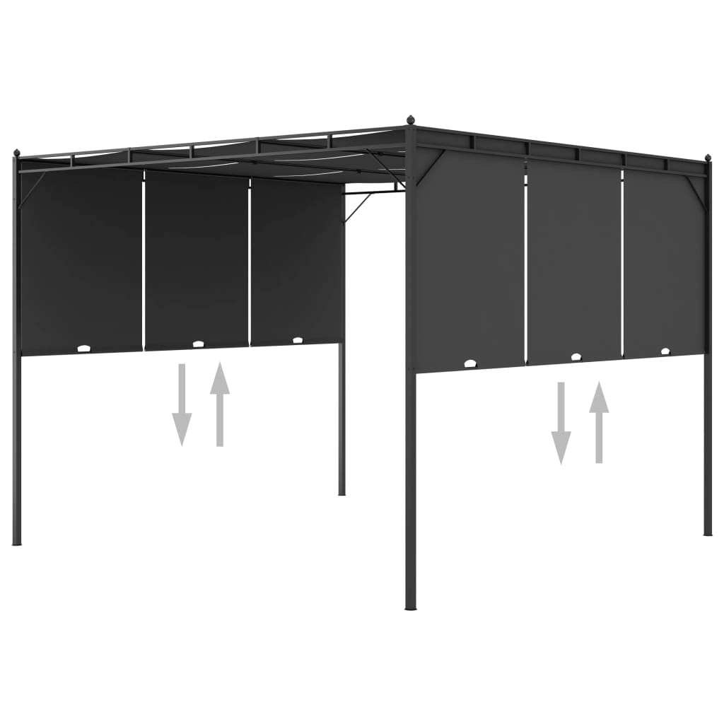 Hagepaviljong med sidegardin 3x3x2,25 m antrasitt