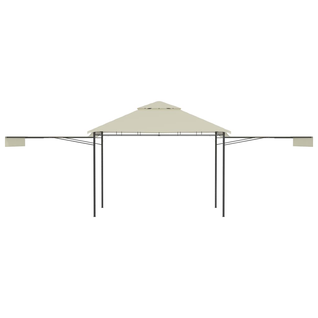 Paviljong med doble utvidede tak 3x3x2,75 m kremhvit 180 g/m²