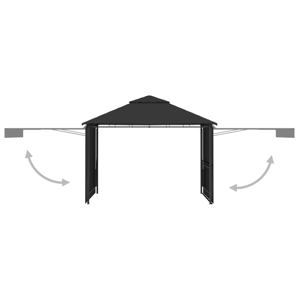 Paviljong med doble utvidbare tak 3x3x2,75 m antrasitt 180 g/m²