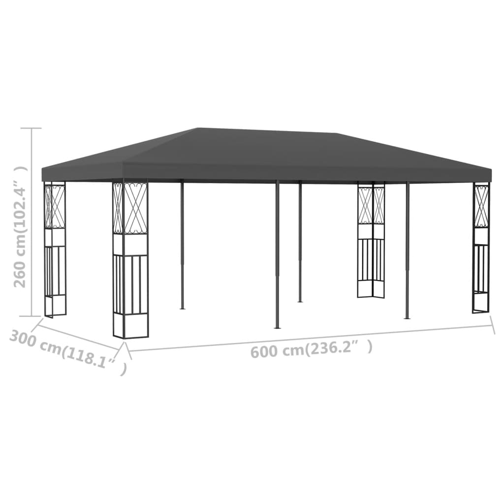 Paviljong 3x6 m antrasitt stoff