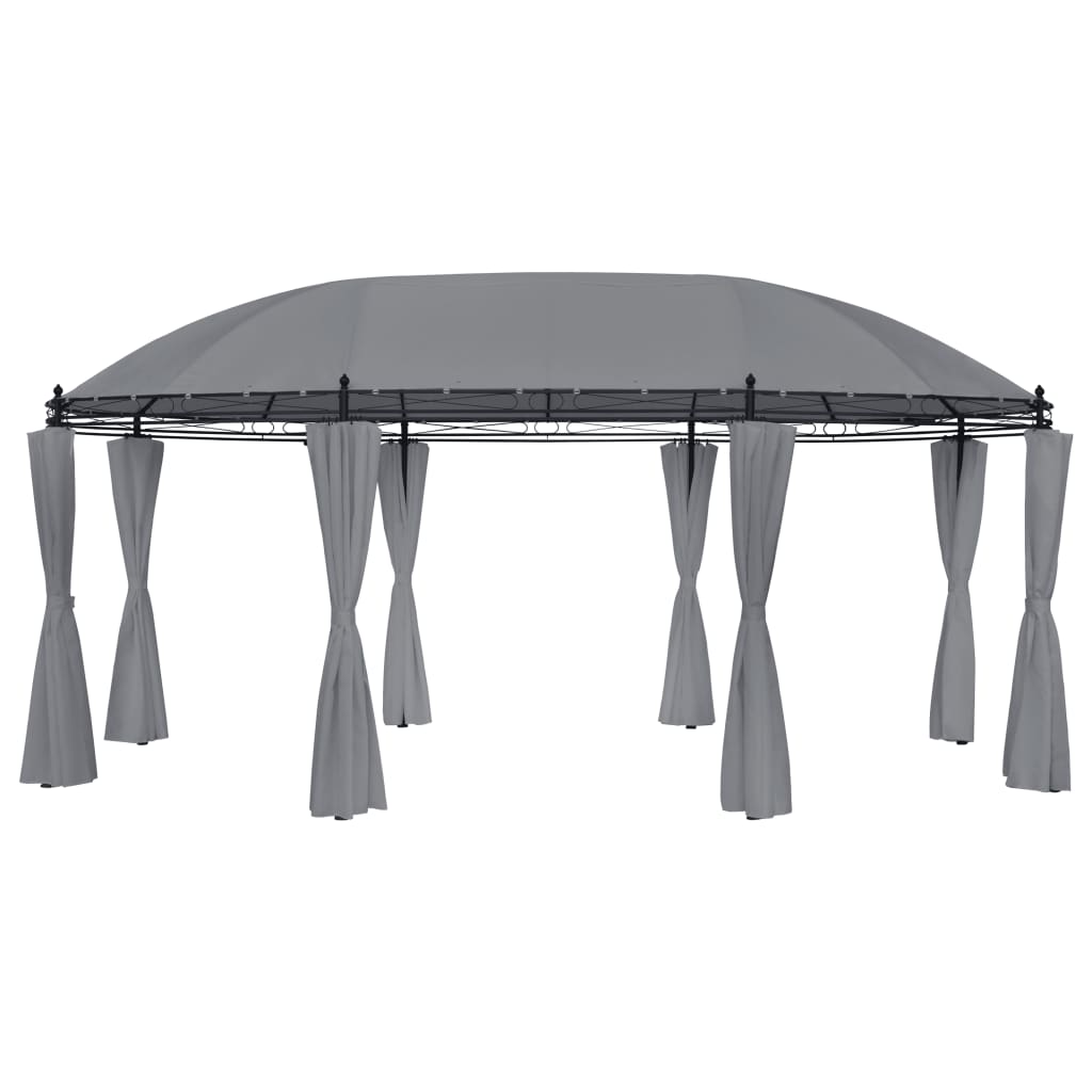 Paviljong med gardiner 520x349x255 cm antrasitt