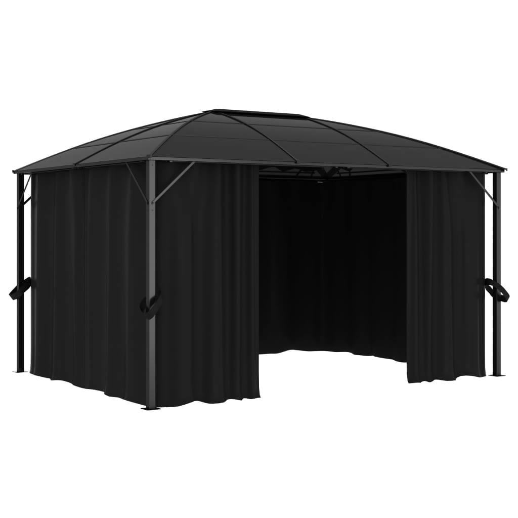 Paviljong med gardiner 400x300x265 m antrasitt
