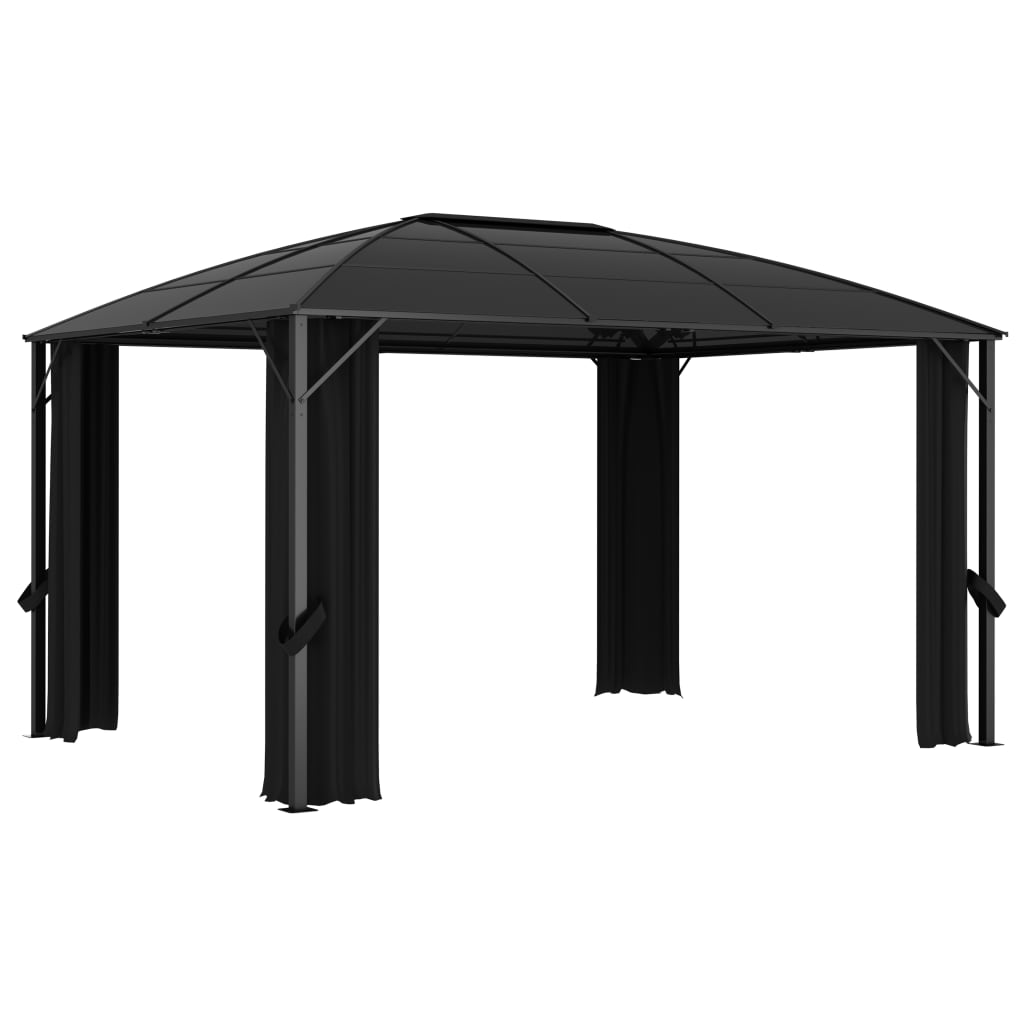 Paviljong med gardiner 400x300x265 m antrasitt