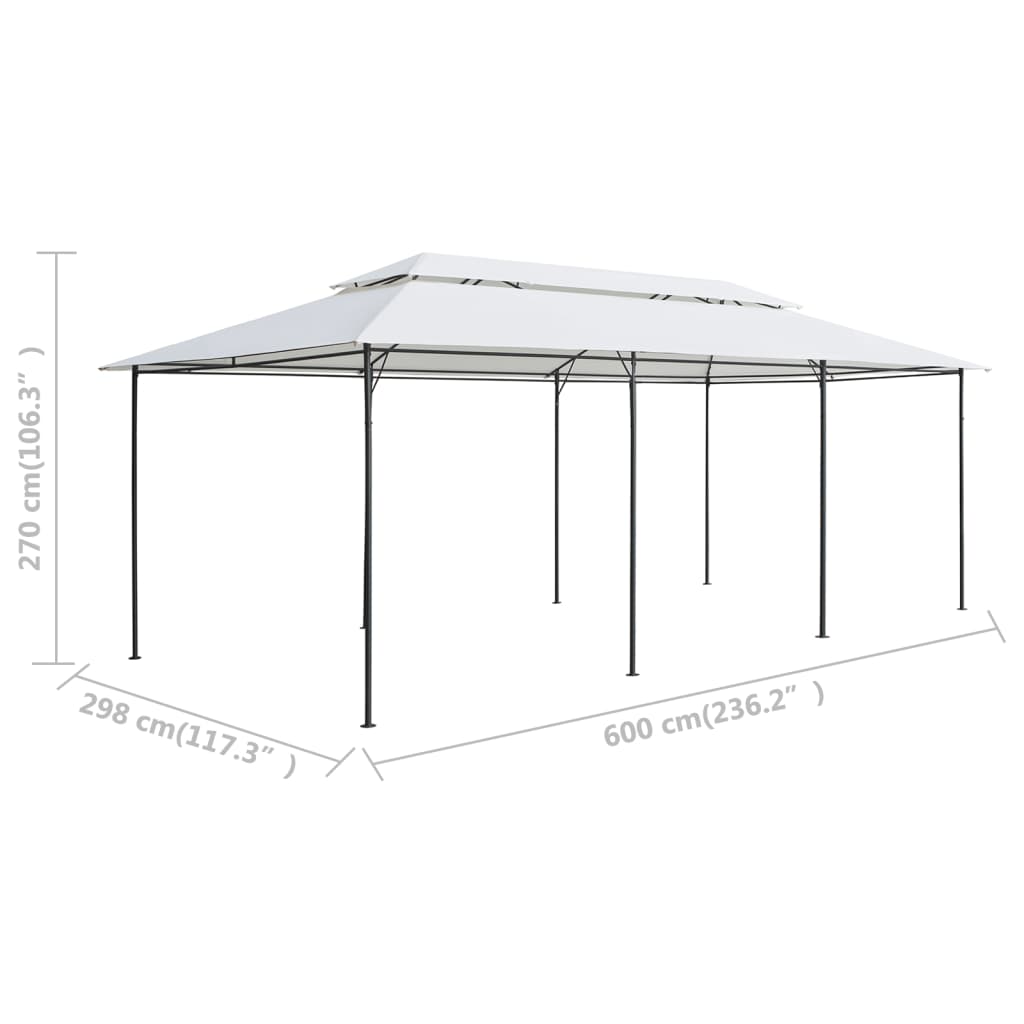 Paviljong med gardiner 600x298x270 cm hvit 180g/m²