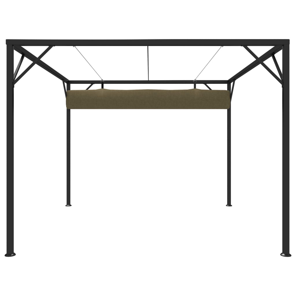 Paviljong for vegg med uttrekkbart tak 3x3 m gråbrun 180 g/m²