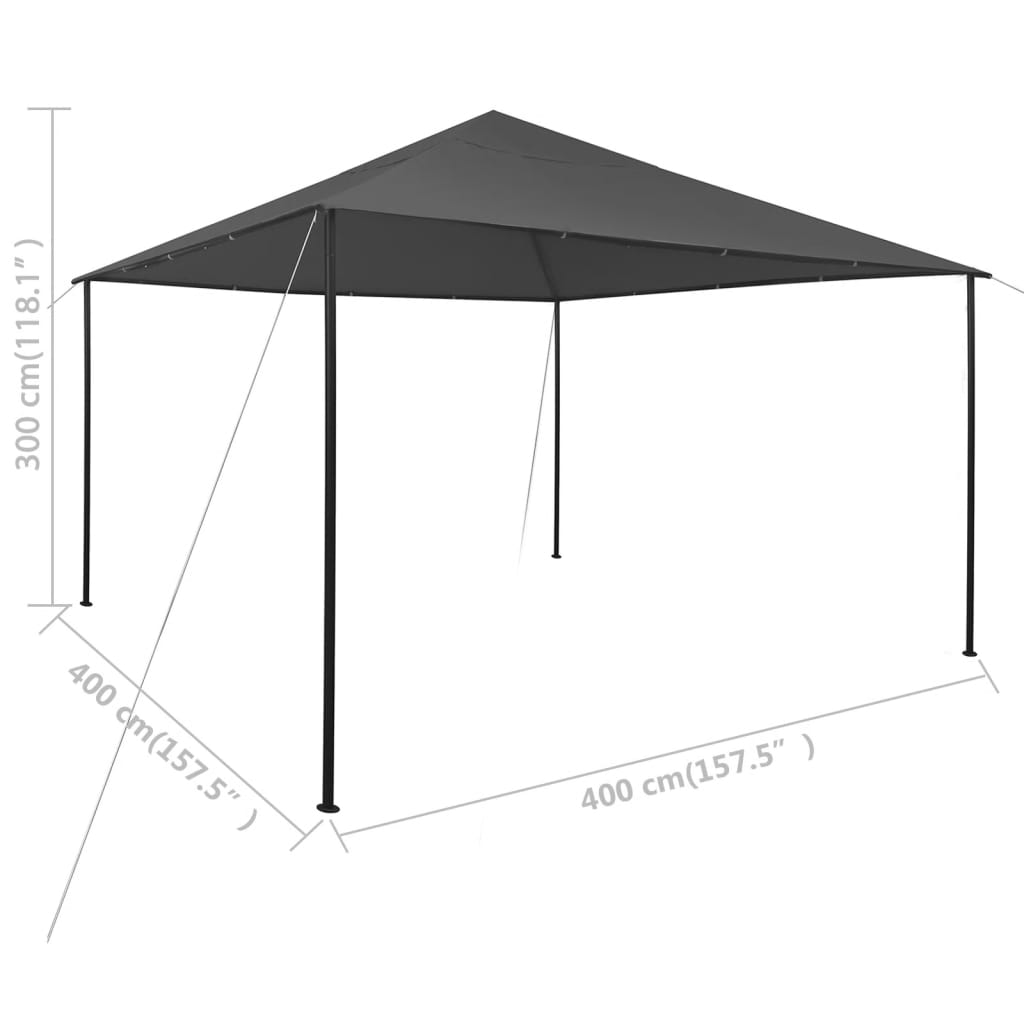 Paviljong 4x4x3 m antrasitt 180 g/m²