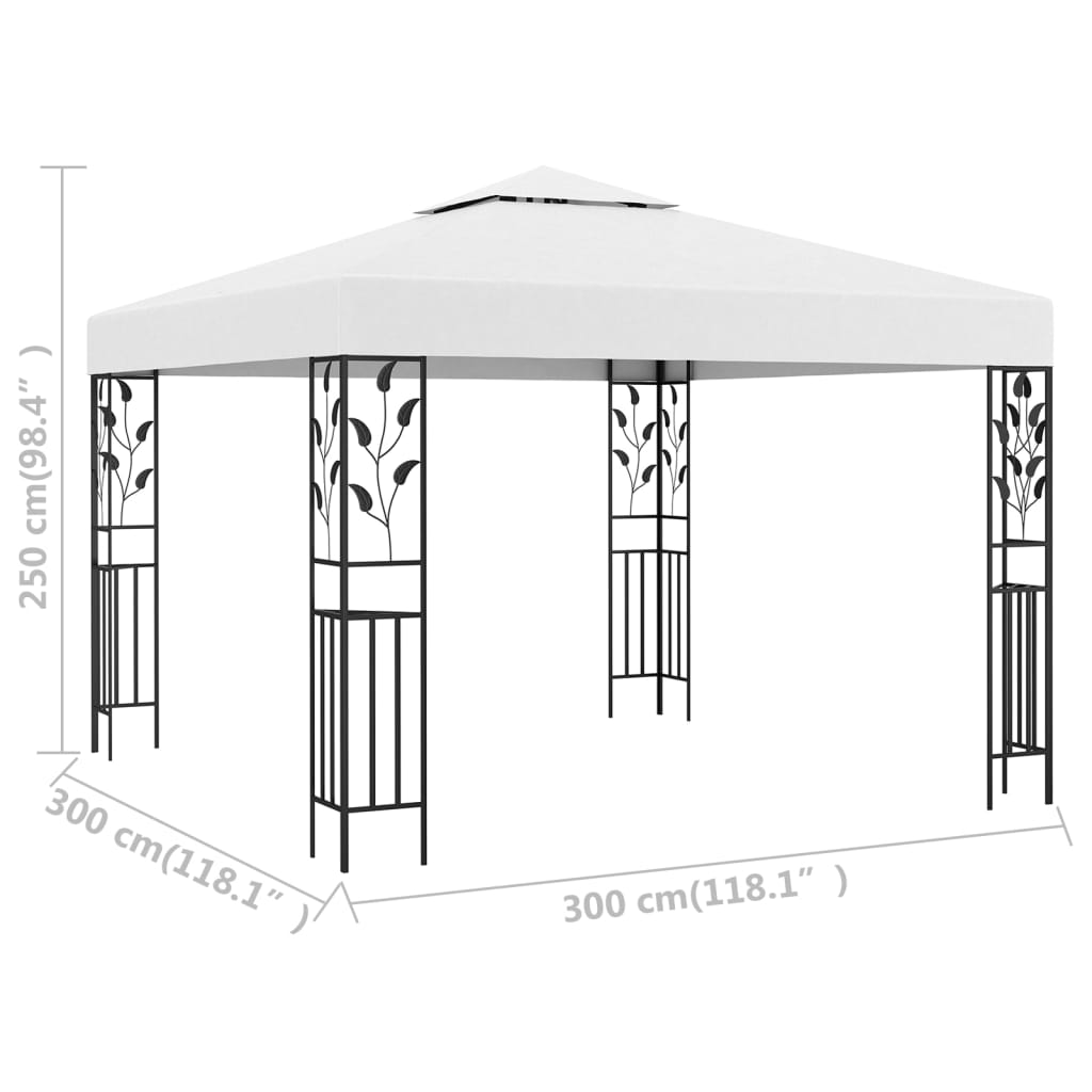 Paviljong 3x3 m hvit 180 g/m²