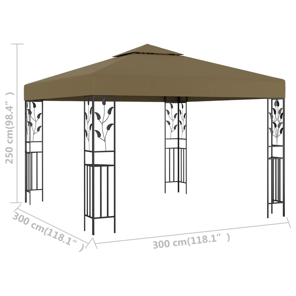 Paviljong 3x3 m gråbrun 180 g/m²