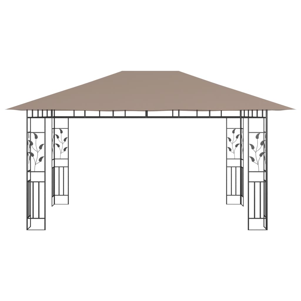 Paviljong med myggnett 4x3x2,73 m gråbrun 180 g/m²