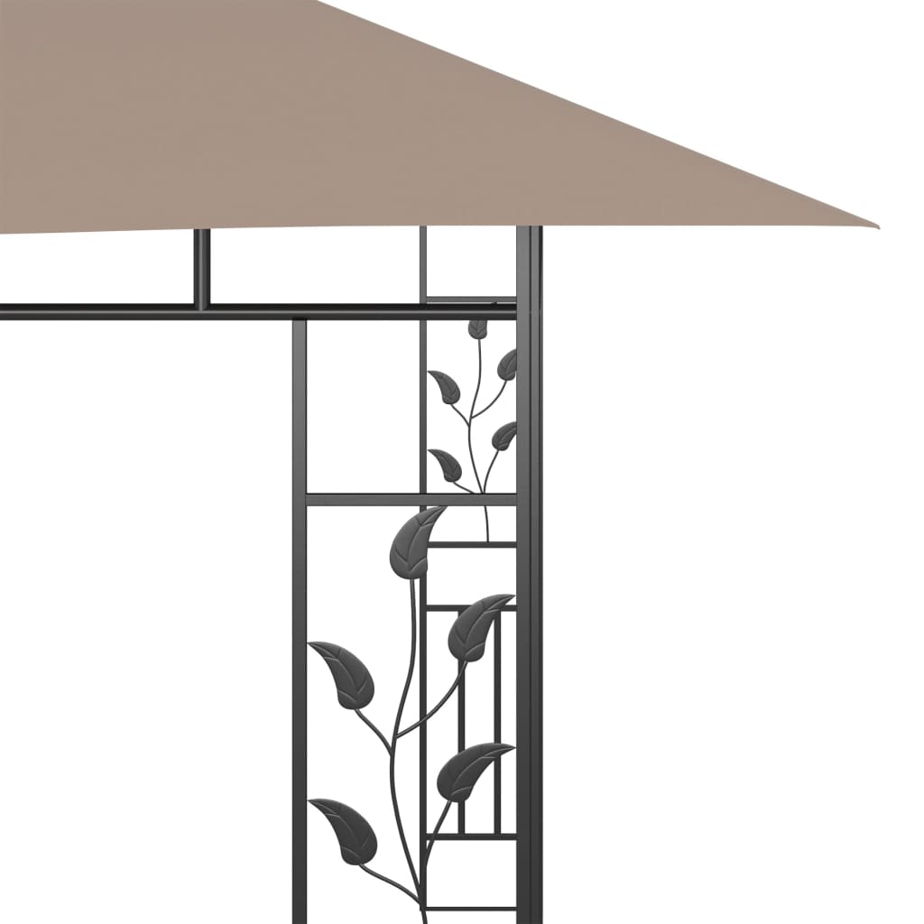 Paviljong med myggnett 4x3x2,73 m gråbrun 180 g/m²