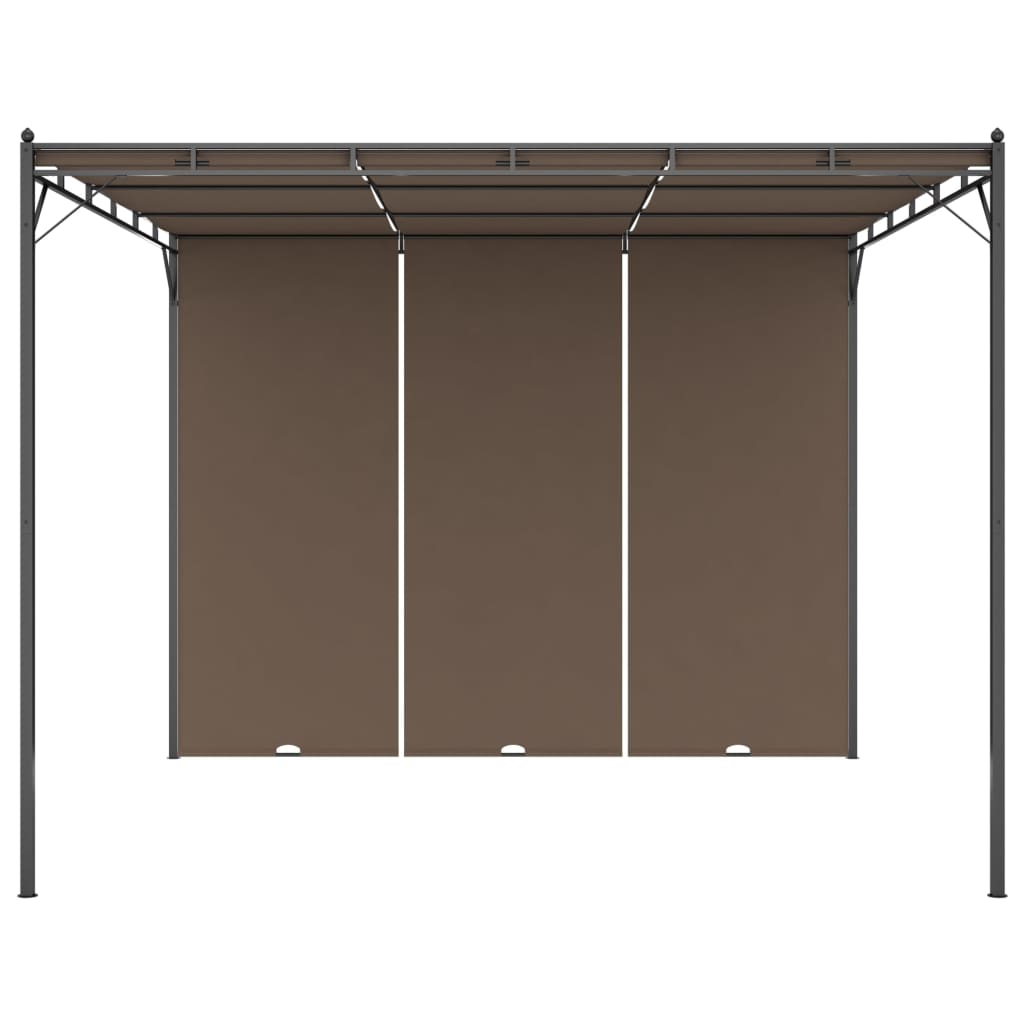 Hagepaviljong med sidegardin 3x3x2,25 m gråbrun