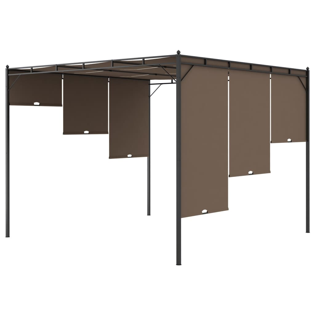 Hagepaviljong med sidegardin 3x3x2,25 m gråbrun