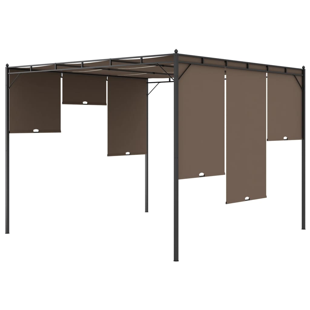 Hagepaviljong med sidegardin 3x3x2,25 m gråbrun