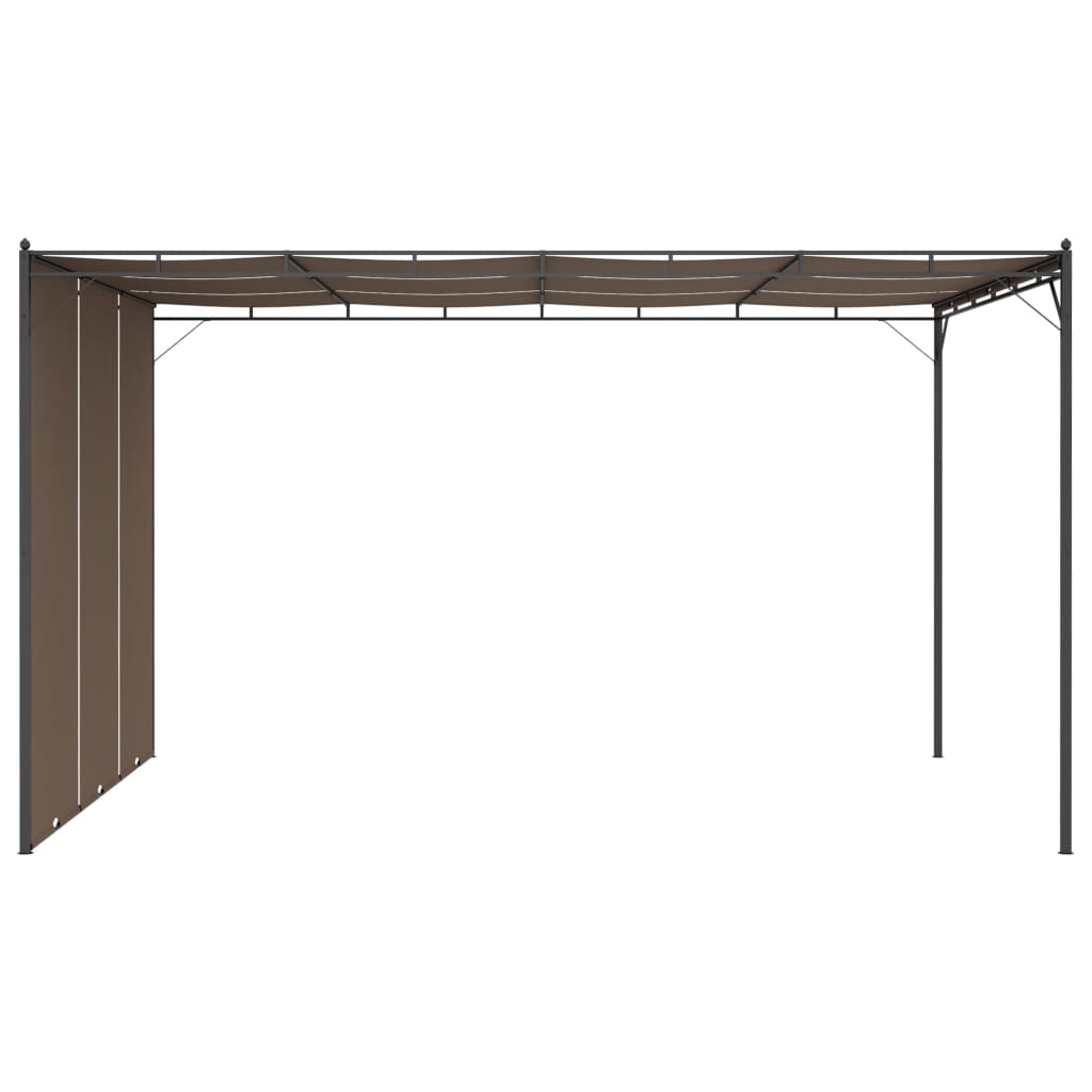 Hagepaviljong med sidegardin 4x3x2,25 m gråbrun
