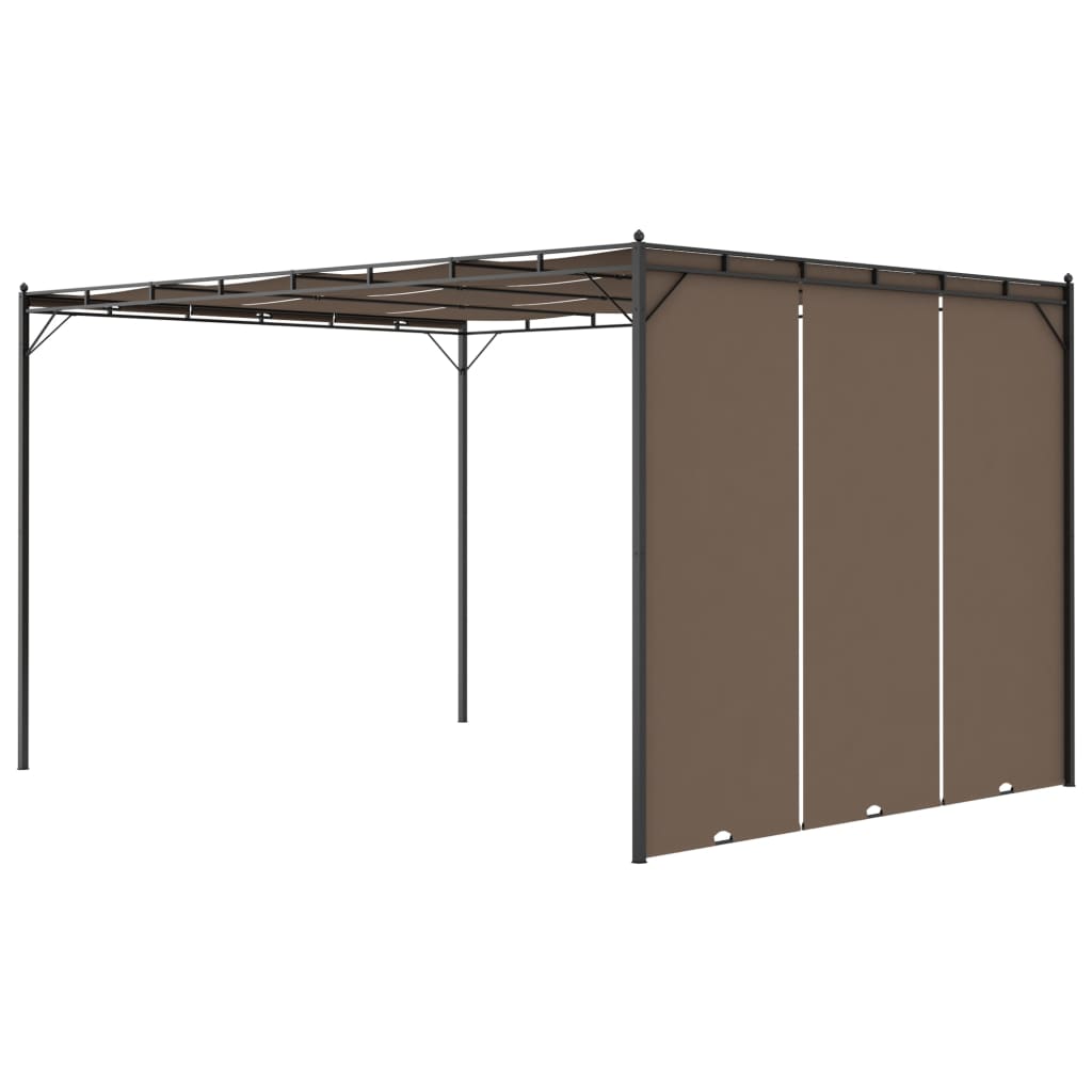 Hagepaviljong med sidegardin 4x3x2,25 m gråbrun