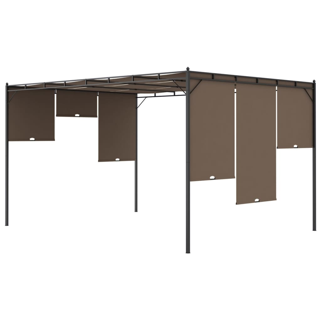 Hagepaviljong med sidegardin 4x3x2,25 m gråbrun