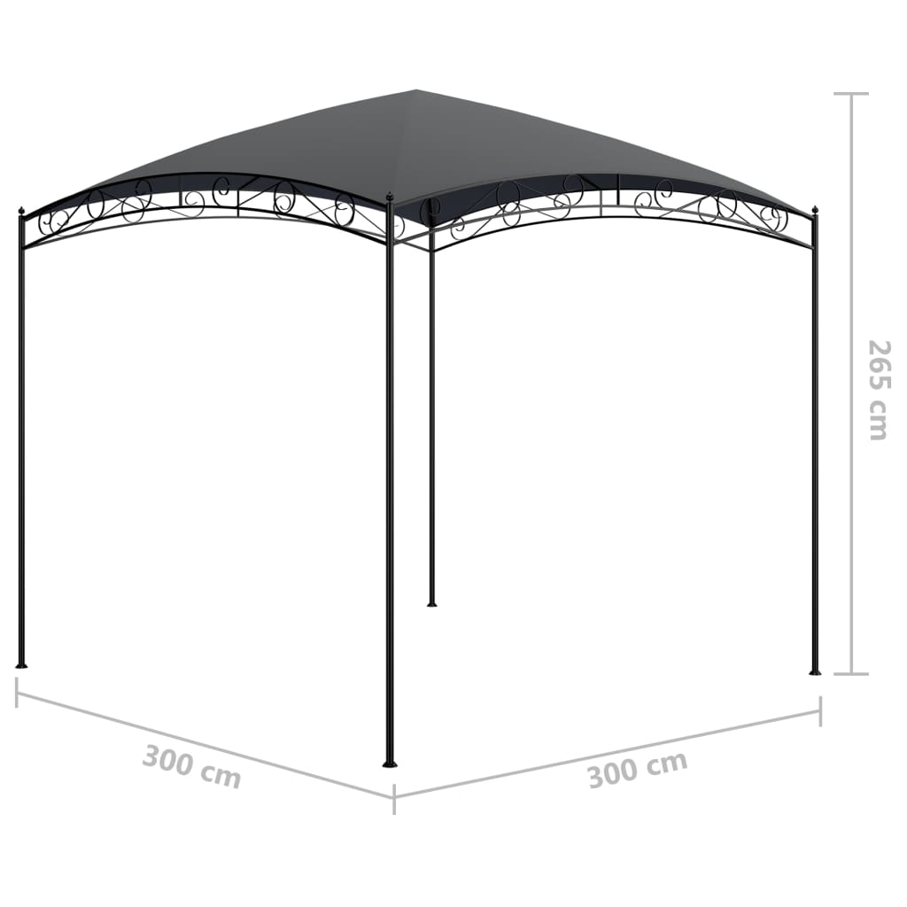 Paviljong 3x3x2,65 m antrasitt 180 g/m²