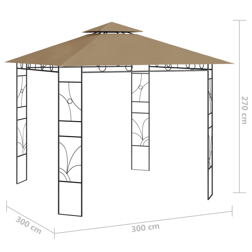 Paviljong 3x3x2,7 m gråbrun 160 g/m²