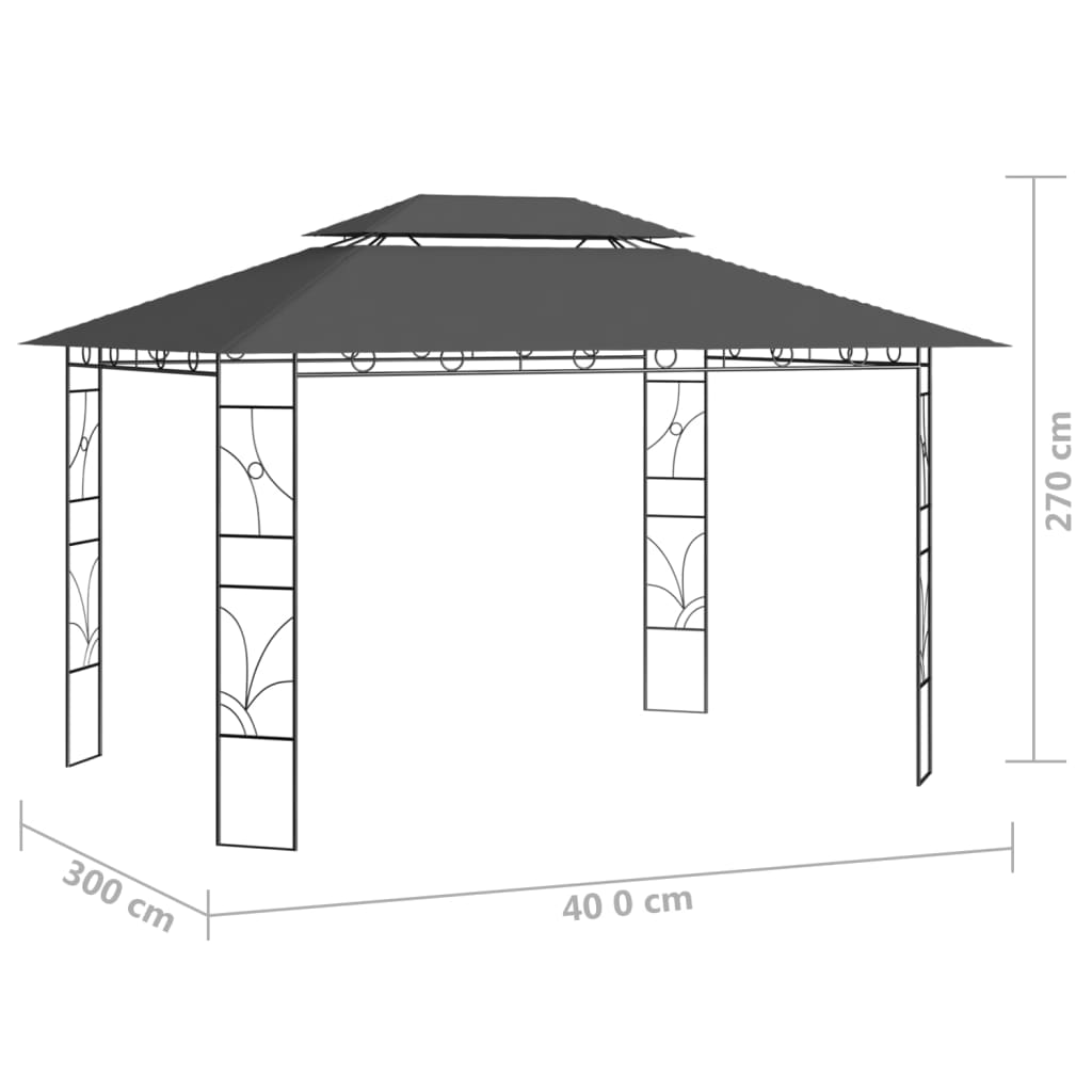 Paviljong 4x3x2,7 m antrasitt 160 g/m²