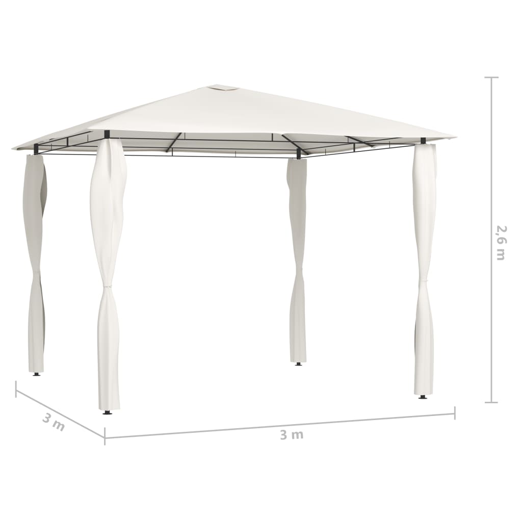 Paviljong med stolpetrekk 3x3x2,6 m krem 160 g/m²
