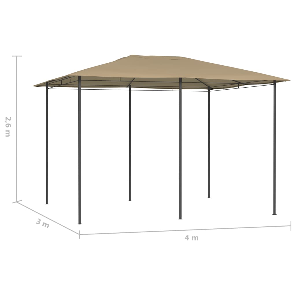 Paviljong 3x4x2,6 m gråbrun 160 g/m²