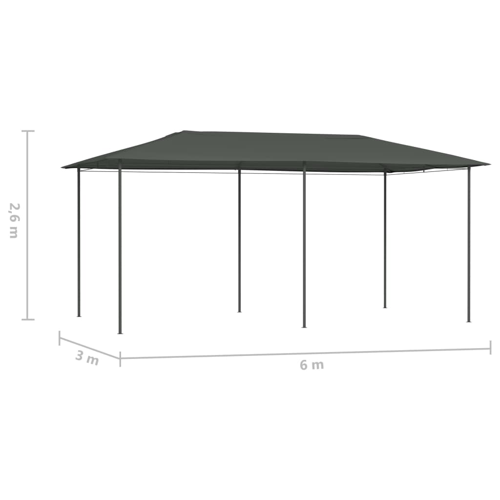 Paviljong 2,98x5,3x2,59 m antrasitt 160 g/m²