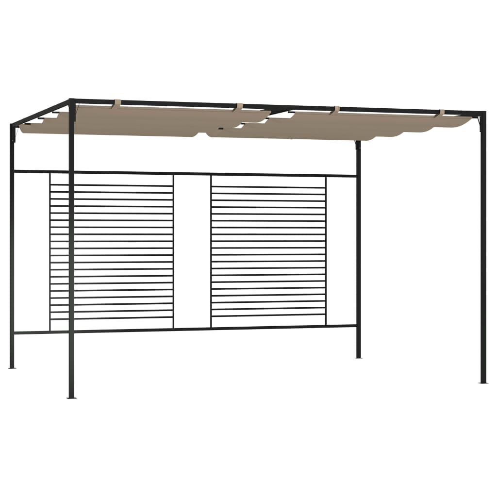 Paviljong med uttrekkbart tak 3x4x2,3 m gråbrun 180 g/m²