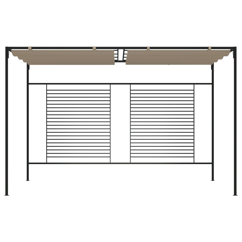Paviljong med uttrekkbart tak 3x4x2,3 m gråbrun 180 g/m²